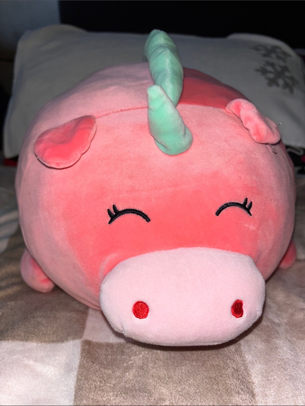 Plush Pink Unicorn Squishmallow-Style Pillow